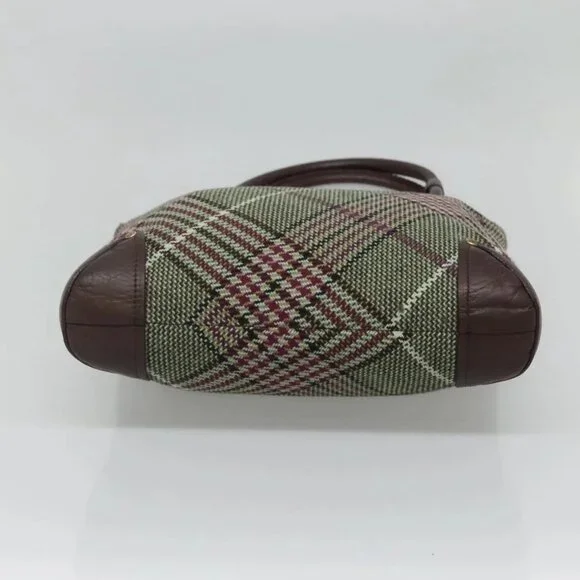 BURBERRY Nova Check Tote Bag Wool Green Gold